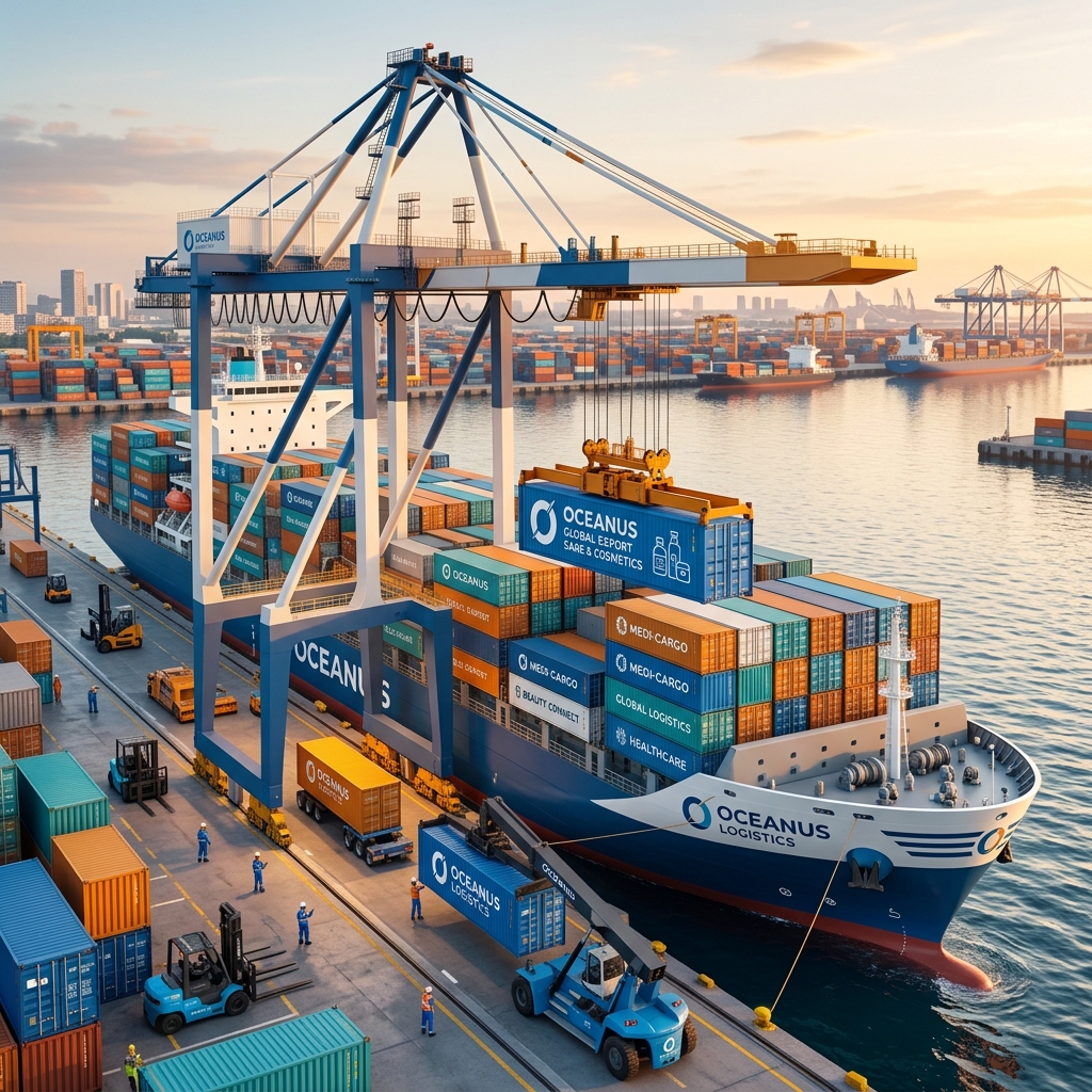 Export logistics cargo containers ship loading