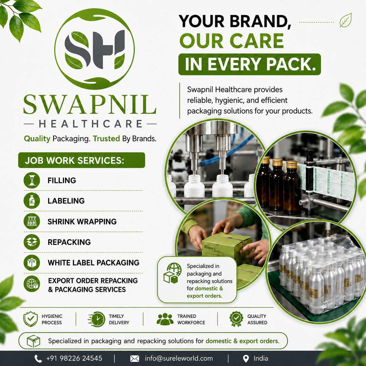 Surele Packaging Services - Filling, Labeling, Shrink Wrapping